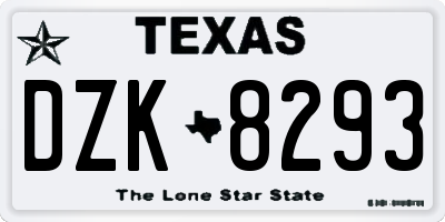 TX license plate DZK8293