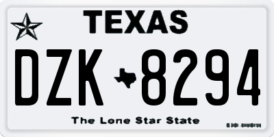 TX license plate DZK8294