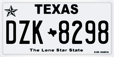 TX license plate DZK8298