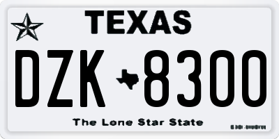 TX license plate DZK8300