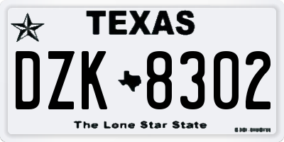 TX license plate DZK8302