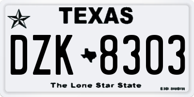 TX license plate DZK8303