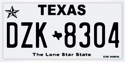 TX license plate DZK8304