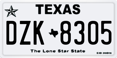 TX license plate DZK8305