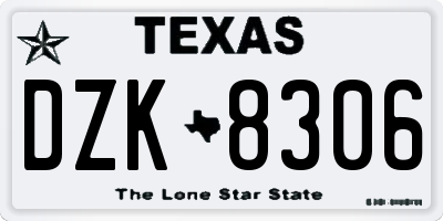 TX license plate DZK8306