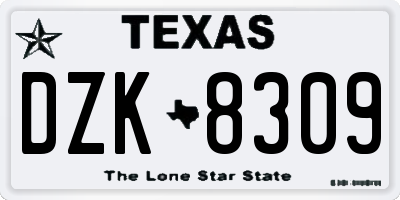 TX license plate DZK8309