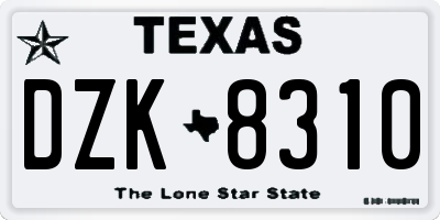 TX license plate DZK8310