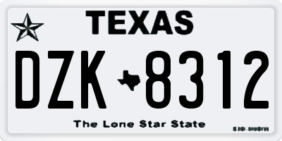 TX license plate DZK8312