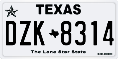 TX license plate DZK8314