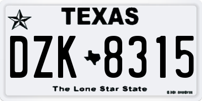 TX license plate DZK8315