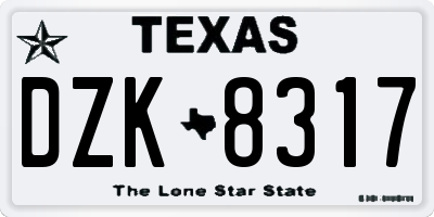 TX license plate DZK8317