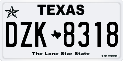 TX license plate DZK8318