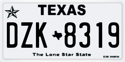 TX license plate DZK8319