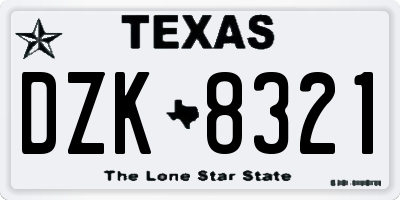 TX license plate DZK8321