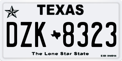 TX license plate DZK8323