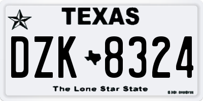 TX license plate DZK8324