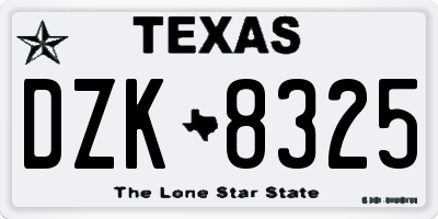 TX license plate DZK8325