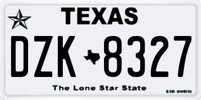 TX license plate DZK8327