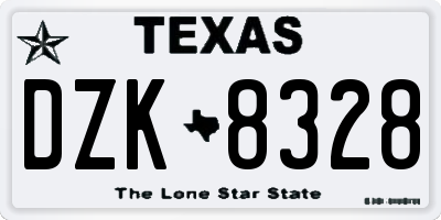 TX license plate DZK8328