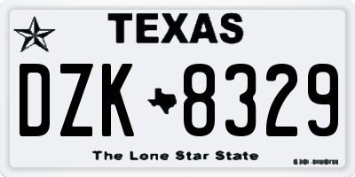 TX license plate DZK8329