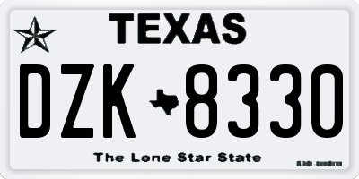 TX license plate DZK8330