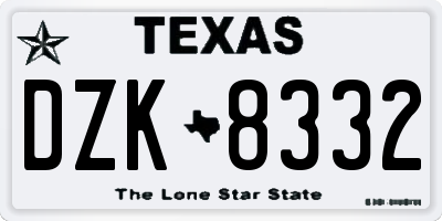 TX license plate DZK8332