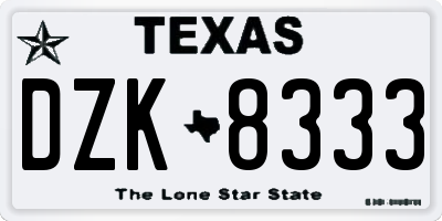 TX license plate DZK8333