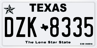 TX license plate DZK8335