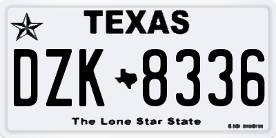 TX license plate DZK8336