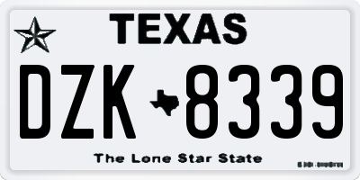 TX license plate DZK8339