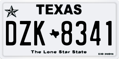 TX license plate DZK8341