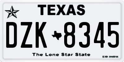TX license plate DZK8345