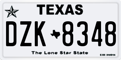 TX license plate DZK8348