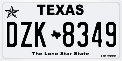 TX license plate DZK8349