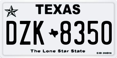 TX license plate DZK8350