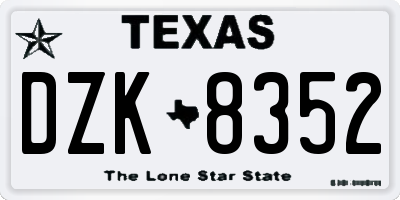 TX license plate DZK8352