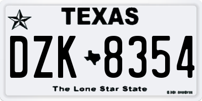 TX license plate DZK8354