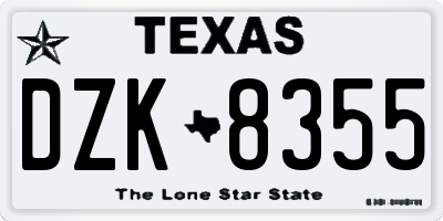 TX license plate DZK8355