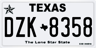 TX license plate DZK8358