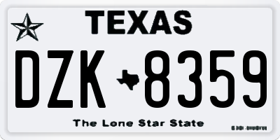 TX license plate DZK8359