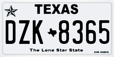 TX license plate DZK8365