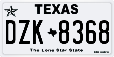 TX license plate DZK8368