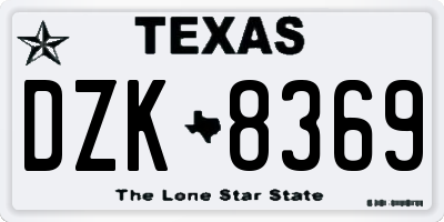 TX license plate DZK8369