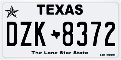TX license plate DZK8372
