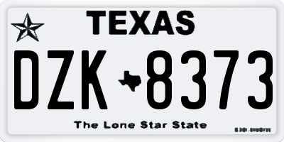 TX license plate DZK8373