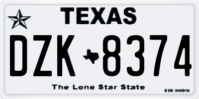 TX license plate DZK8374
