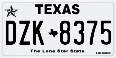 TX license plate DZK8375