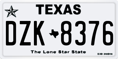 TX license plate DZK8376