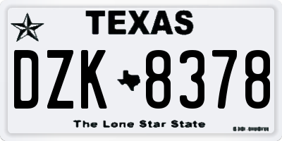 TX license plate DZK8378