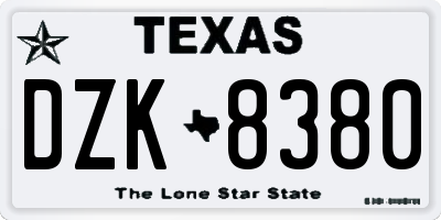TX license plate DZK8380